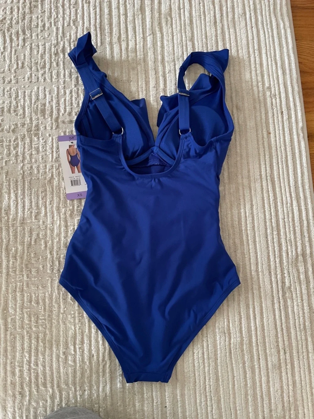 DKNY Girls' Cobalt Blue Ruffle One-Piece Swimsuit - Picture 2 of 6